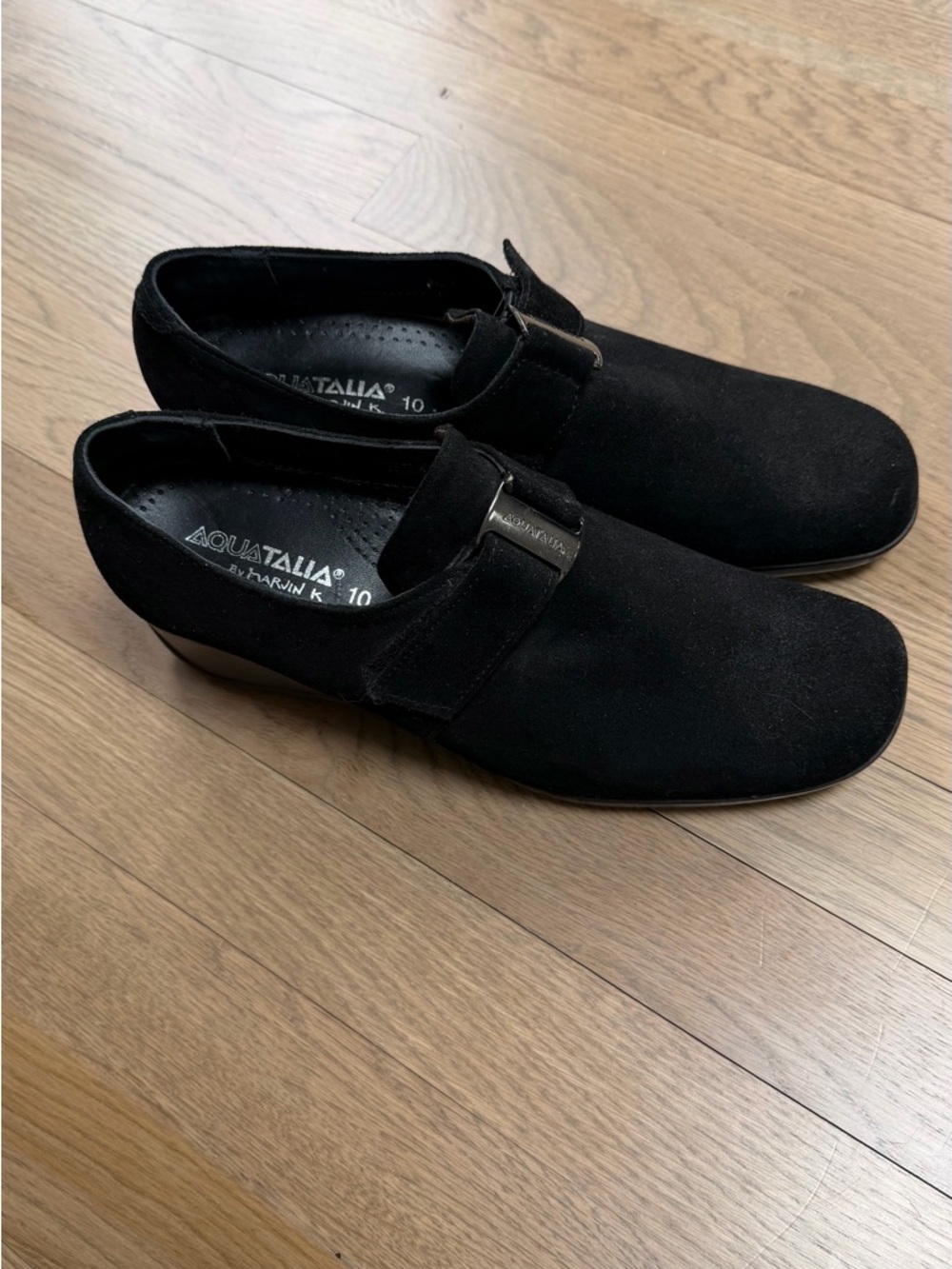 Aquatalia by Marvin Black Suede Slip-On wedges Loafers Size 10